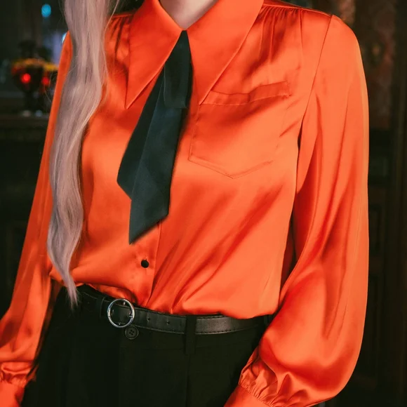 Orange Long Sleeve Blouse by Lively Ghosts - Picture 2 of 5